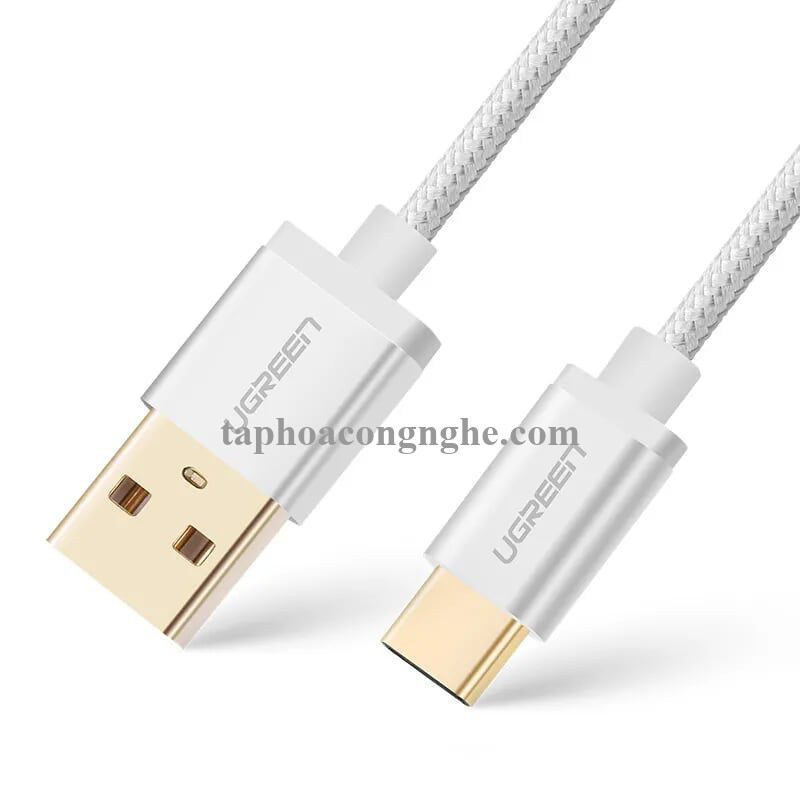 Ugreen 20815 3M màu Trắng Dây USB 2.0 sang Type-C đầu nhôm dây bọc vinyl US174 30020815